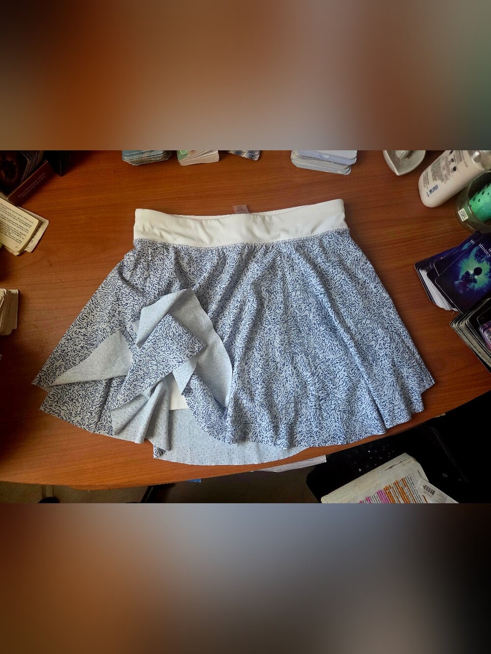 Alia Blue Printed Skort with White Waistband